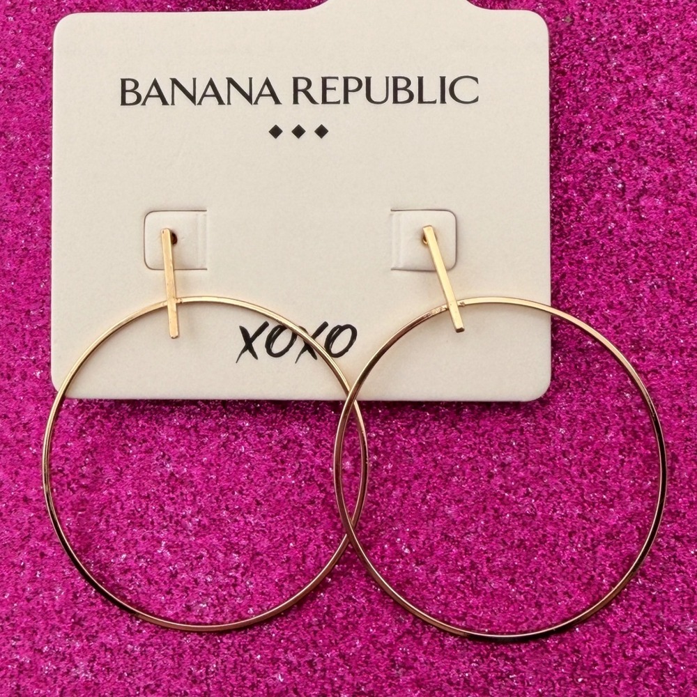 Banana Republic Factory Gold Tone Large Geometric Bar Hoop Earrings 478899-00-1